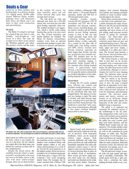 Hylas 54 Raised Salon Sailing Magazine Reprint Brochure
