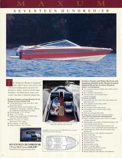 Maxum 1989 Brochure
