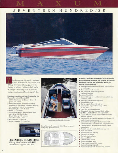 Maxum 1989 Brochure