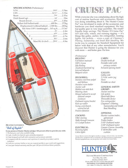 Hunter 19 Brochure