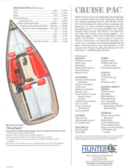 Hunter 19 Brochure