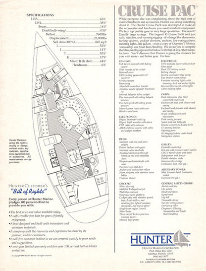 Hunter 43 Legend Specification Brochure