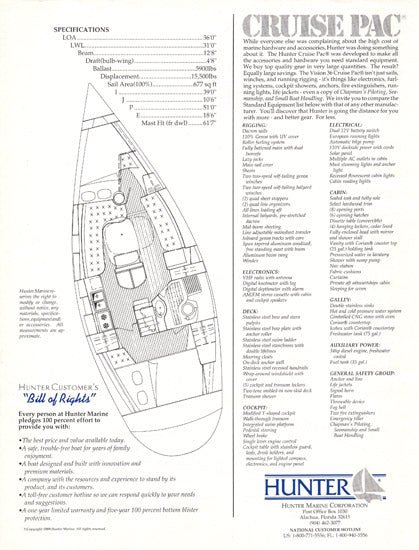 Hunter 36 Vision Specification Brochure