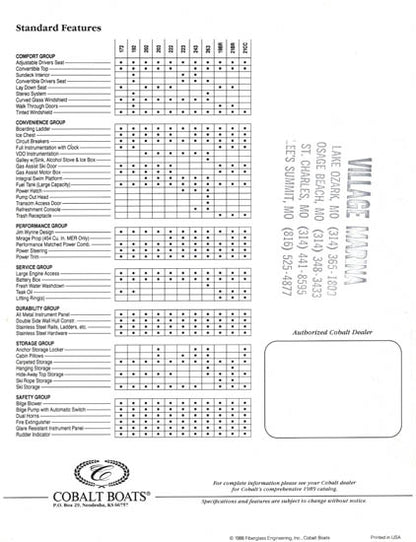 Cobalt 1989 Brochure
