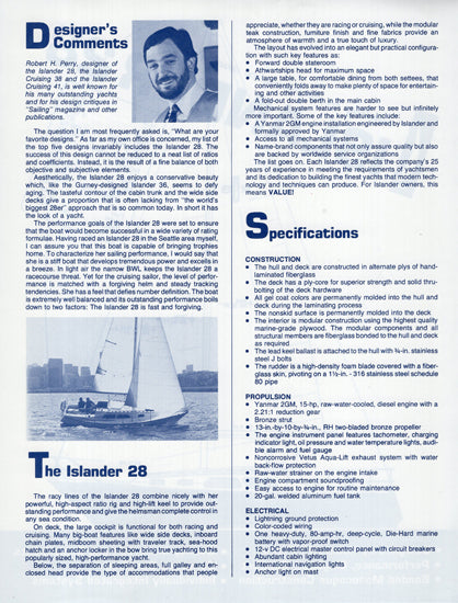 Islander 28 [Bahama] Specification Brochure