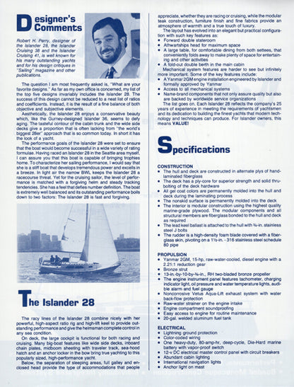 Islander 28 [Bahama] Specification Brochure