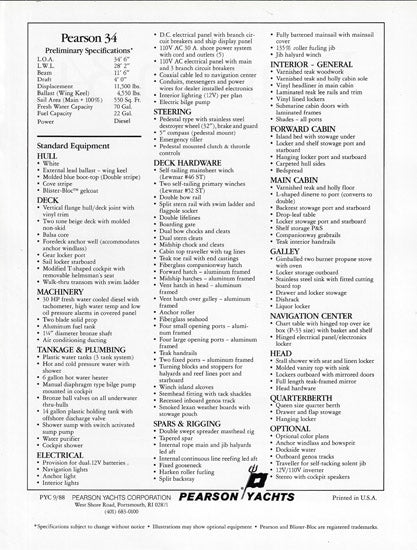 Pearson 34 Mark II Brochure