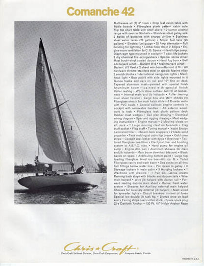 Chris Craft Comanche 42 Brochure