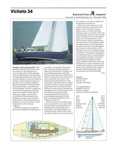 Victoria 34 Sail Magazine Reprint Brochure