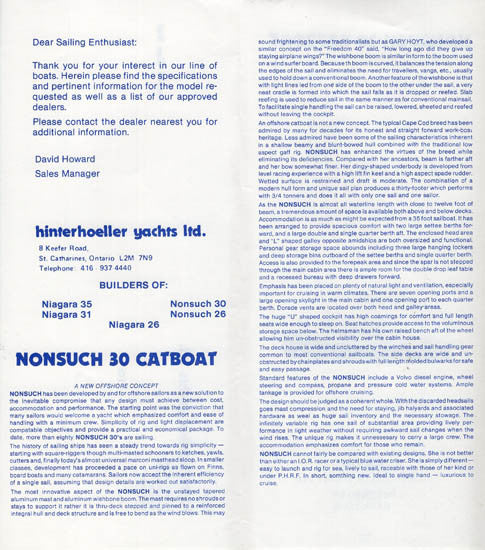 Hinterhoeller Nonsuch 30 Brochure