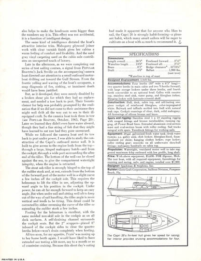 Chris Craft Capri 26 Popular Boating Magazine Reprint Brochure