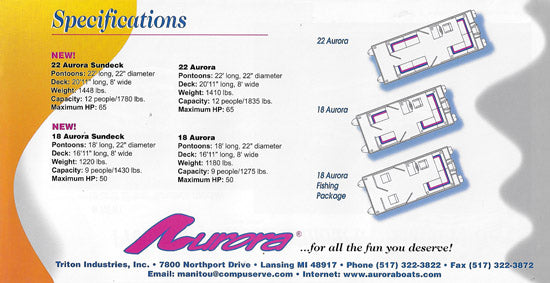 Aurora 1998 Pontoon Brochure