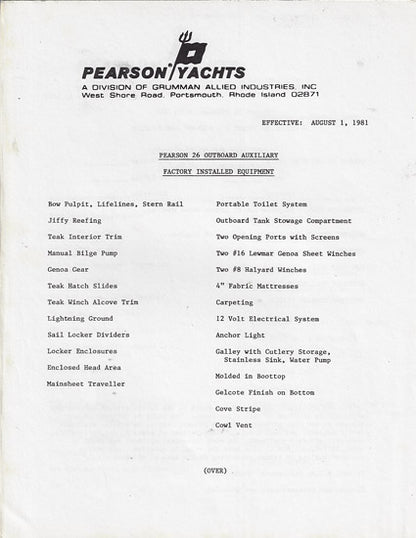 Pearson 26 Brochure