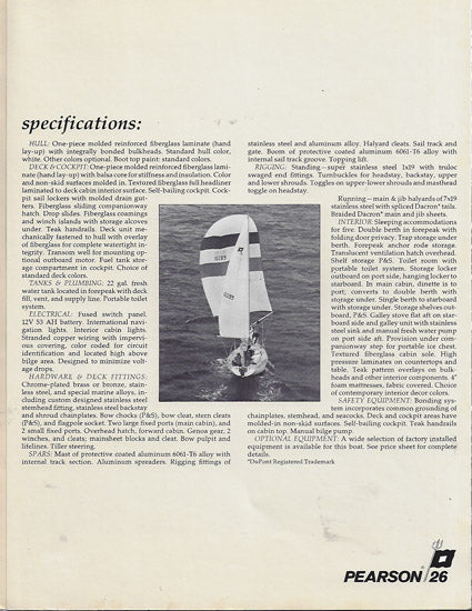 Pearson 26 Brochure