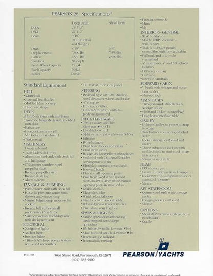 Pearson 28 Mark II Brochure