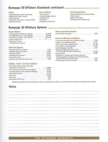 Rampage 30 Offshore Specification Brochure