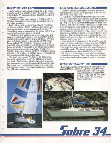 Sabre 34 Mark II Brochure