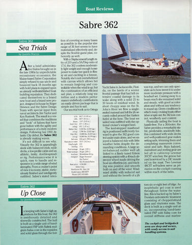 Sabre 362 Cruising World Magazine Reprint Brochure