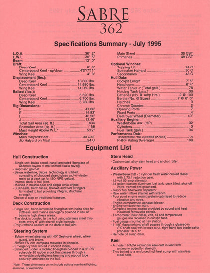 Sabre 362 Brochure