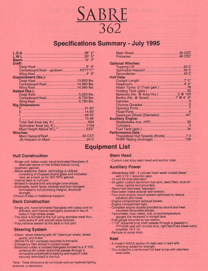 Sabre 362 Brochure