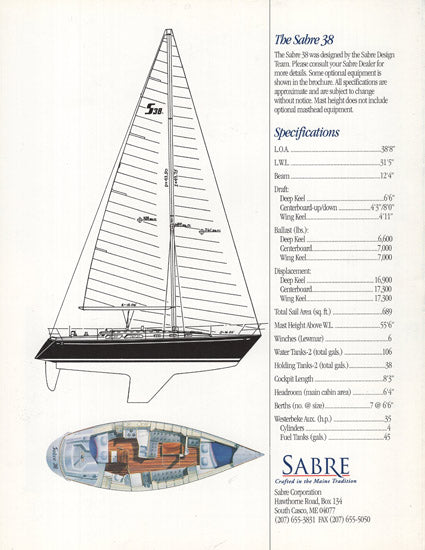 Sabre 38 Mark II Brochure