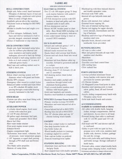Sabre 402 Preliminary Brochure