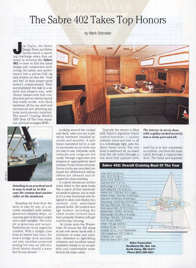 Sabre 402 Cruising World Magazine Reprint Brochure