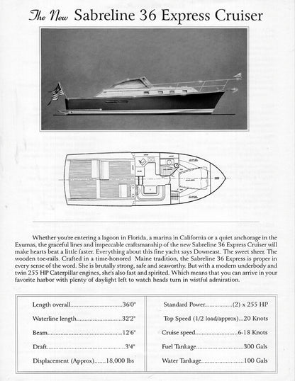 Sabreline 36 Express Cruiser Specification Brochure