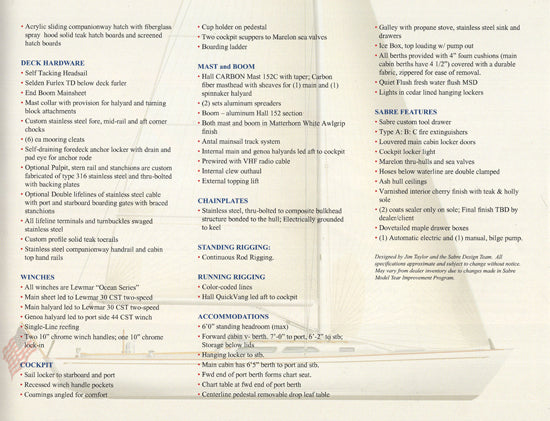 Sabre 36 Spirit Preliminary Brochure