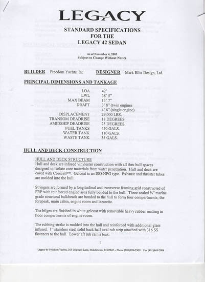 Freedom Legacy 42 Brochure Package