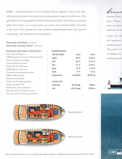 Grand Banks Eastbay 45SX Preliminary Brochure