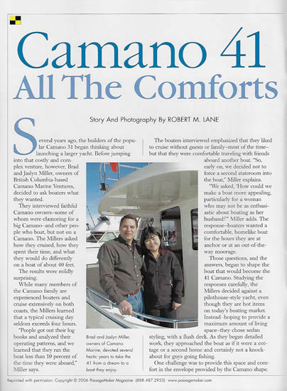 Camano 41 PassageMaker Magazine Reprint Brochure