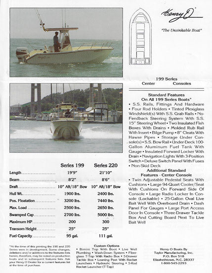 Henry O 199 and 220 Series Brochure