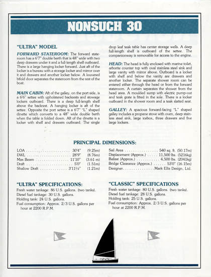 Hinterhoeller Nonsuch 30 Specification Brochure