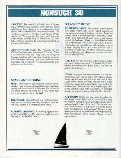 Hinterhoeller Nonsuch 30 Specification Brochure