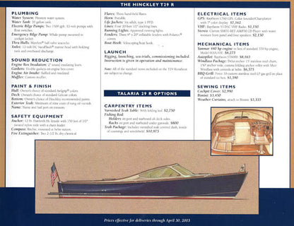Hinckley Talaria 29R Brochure Package