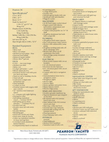 Pearson 36 Mark II Brochure