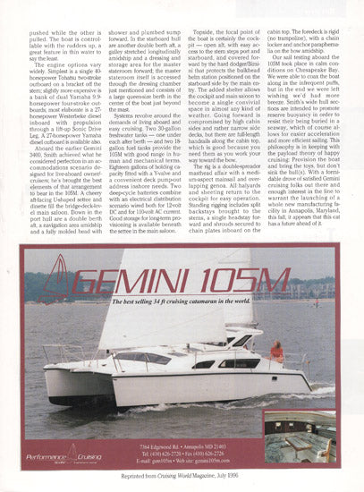 Gemini 105M Cruising World Magazine Reprint Brochure