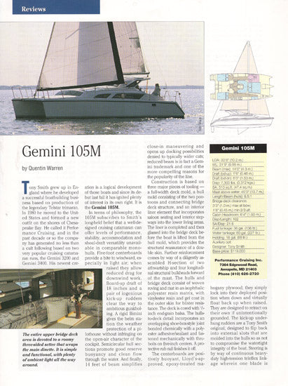 Gemini 105M Magazine Reprint, Cruising World Brochure