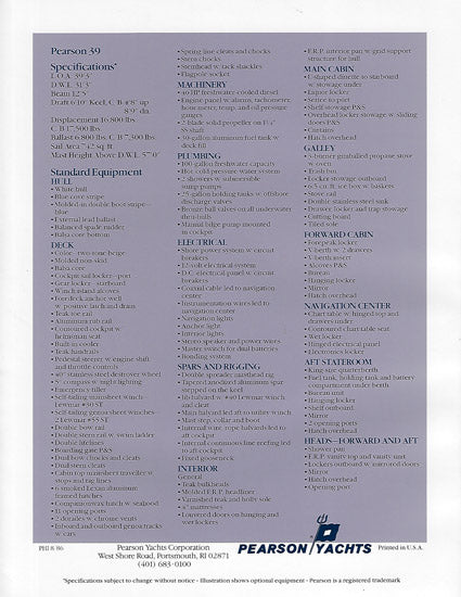 Pearson 39 Brochure – SailInfo I Boatbrochure.com