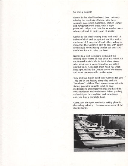 Performance Cruising Gemini Folder Brochure