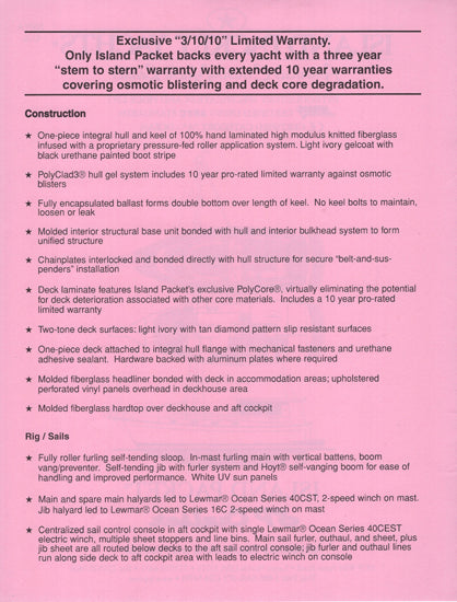 Island Packet SP Cruiser Specification Brochure