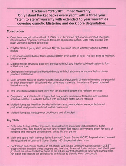 Island Packet SP Cruiser Specification Brochure