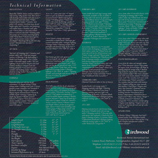 Birchwood Crusader 400 Flybridge Brochure