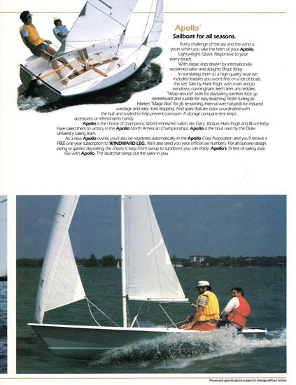 AMF Super Sunfish, Force 5 and Apollo Brochure