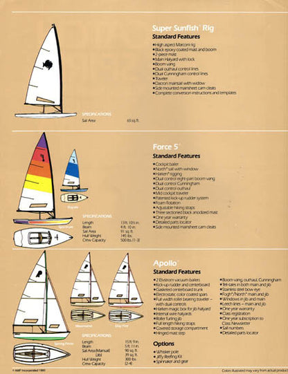 AMF Super Sunfish, Force 5 and Apollo Brochure