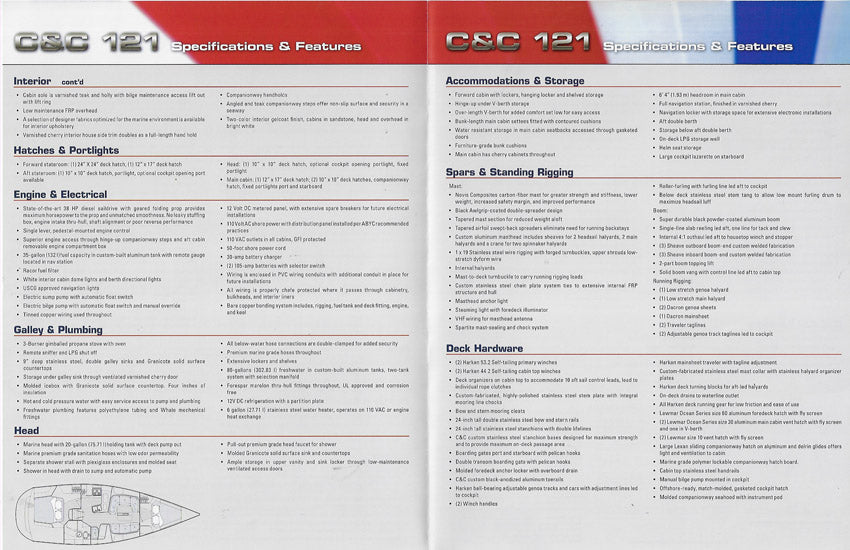 C&C 121 Specification Brochure - 2006