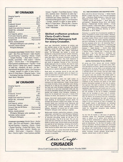 Chris Craft 1968 Crusader Brochure