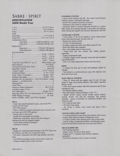 Sabre 36 Spirit Brochure