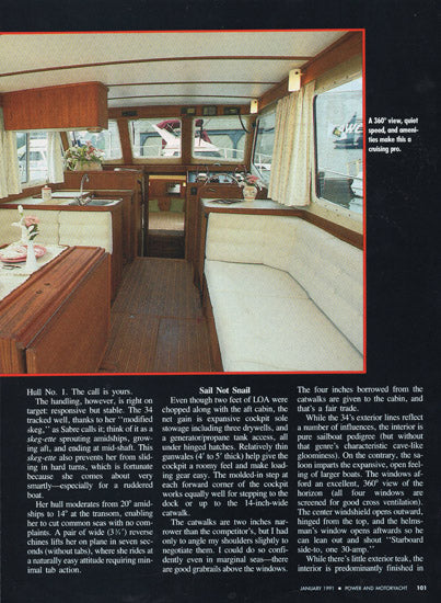 Sabreline 34 Fast Trawler Power & Motoryacht Magazine Reprint Brochure